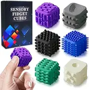 UIIOPJIOM Stocking Stuffers for Adults Fidget Cube Textured Silicone Sensory Cubes for Autism ADHD Kids Teen Silent Calm Down Corner Supplies Anxiety Relief Quiet Fidgets Toy for Classroom Office