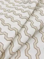 Clarke & Clarke Embroidered Wavy Stripe Fabric- Replay / Ivory 3.65 yds F1452/02