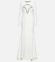 [Miss Sohee] Miss Sohee Crystal-embellished silk cutout gown AU 12 white