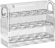 AIMALL 30-Egg Storage Box, Three-Layer Automatic Rebound Egg Holder with Date Tracker for Refrigerator, Transparent Kitchen Organiser with Handles