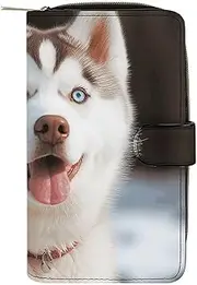 [LQWOK] Wallet, Husky Piquant Dog Printed Wallet,travel Wallet,durable Wallet,portable Wallet,universal Wallet,leather Wallet, Husky Piquant Dog, 19.7x11x3.5cm, Modern, Husky Piquant Dog, 19.7x11x3.5cm,