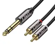 1/4 inch TRS to Dual RCA Audio Cable, Gold Plated Copper Shell Heavy Duty 6.3...