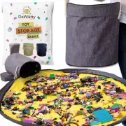 Toy Storage Basket and Play Mat for Building Bricks - Collapsible Canvas Orga...