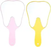 minkissy Mirror Light Draws Portable Hand Mirror 2pcs Tooth Shaped Makeup Mirrors Girl Cosmetics for Travel Home Use