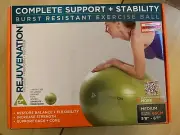 REJUVENATION 65CM EXERCISE BALL - INFLATION PUMP, WORKOUT GUIDE, NON-TOXIC VINYL