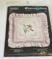 NOS Charmin Chainstitching embroidery pillow kit Iris #35-69 Janlynn