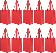 FOMIYES 10pcs Red Gift Bags with Handles, Small Paper Candy Bags for Weddings, Parties, and Presents, Recyclable Tote Bags for Favors and Storage, 5.9 X 5.5 X 2.8 Inches