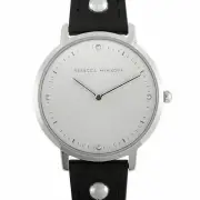 Rebecca Minkoff Major Silver-Tone Black Strap Watch 2200320 No Box