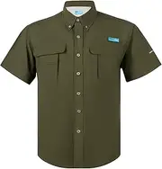 [Tuna] Men's UV UPF 50+ Fishing Shirts for Men Sun Protection Soild Anti-Static Breathable Fast Dry SPF Hiking Short Sleeve Shirt