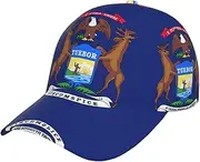 [YANYU] Michigan State Flag Print Adjustable Snapback Hat Baseball Cap Comfortable and Stylish for Men and Women Black, Black, One Size