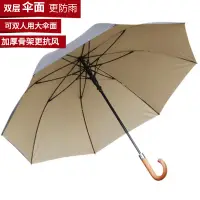 在飛比找樂天市場購物網優惠-雙層傘面抗強風抗暴雨木頭柄高爾夫傘雙人雨傘長柄超大自動商務傘
