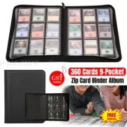 Card Binder 9-Pocket Zip Trading Card Album Folder -360 CARDS AU