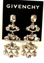 GIVENCHY Rose Gold-Tone Stone & Crystal Chandelier Drop Earrings NWT $98