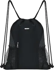 WANDF Drawstring Backpack Sports Gym Sackpack with Mesh Pockets Water Resistant String Bag for Women Men Children