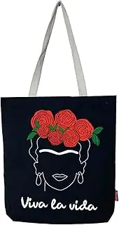 [hello-bags] Carry bag with zip, lining and inner pocket. Exterior: 100% cotton. Includes beautiful kraft envelope. Model: VIVALAVIDA. Colour: ecru/black. Dimensions: 37 x 38 cm, black, L, black, L,