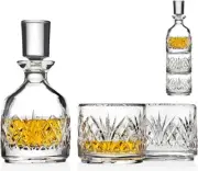 New Stackable Whiskey Decanter and Whisky Glasses Dublin 3 pc set, for Liquor...