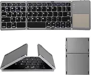 AURTEC Foldable Bluetooth Keyboard with Touchpad, Rechargeable Portable Wireless Mini Keyboard for PC Tablet, Samsung, Android, iOS, Smartphone-Dark Gray