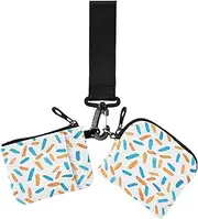 [GuoChe] Women's Coin Purses Card Cases Abstract Orange Blue Compact Size Zipper Wristlet Wallet with Zipper Pocket for Work Travel 2 Pcs, abstract orange blue, 4.13" x 3.51" & 4.13" x 4.13", Retro