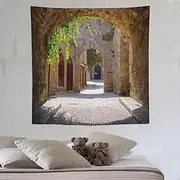 ZhiRain Italian Tuscan Tapestry Wall Hanging Italian Street in A Small Provincial Town of Tuscan Italy European, Tapestries Home Decor for Living Room Bedroom Farmhouse Kitchen Dorm 60"x60"