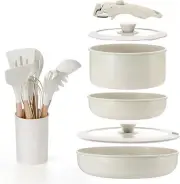 Pots and Pans Set Non Stick, 15PCS Cookware with Frying Pans & Saucepan