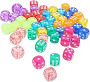 Kisangel 100pcs Transparent Game Dice Rounded Corner Acrylic Dice for Board Games Party Props and Teaching Activities Lightweight