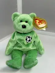 Ty Retired Vintage 1998/1999 Kicks the Soccer Bear Beanie Baby rare with errors