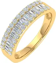 [FINEROCK] 1/2 Carat Baguette and Round Shape Diamond Wedding Band Ring in 10K Gold