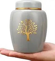 Medium Sized Human Ashes Keepsake Urn - Beautiful Tree of Life Cremation Urn for Adult, Pet Cat and Dog - Cyan tc6