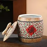 Ceramic Food Storage Containers, Large Ceramic Rice Bucket With Lids, Traditional Chinese Style Ceramic Rice Jar, Ceramic Rice Storage Container, Grain Dispensers(10kg/22lbs)
