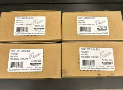 (4) Kwikset Halifax Polished Chrome Privacy Levers 97300-903