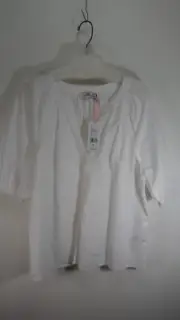 Vineyard Vines Womens White Cap Poplin Raglan Front Blouse Top Size Medium