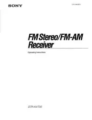 Sony STR-AV720 Receiver Owners Manual