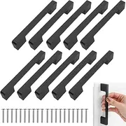 [GIOD] 10 Pack 128mm Hole Center Kitchen Square Cabinet Handles, Drawer Pull, Aluminum Alloy Furniture Handle, Cabinet Pull Hand, Handle Furniture with Screws (Black)