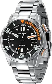 [BERNY] Automatic Watch for Men 200M Diving Watch Wristwatch HV600 Hardness Sapphire Glass Durable Stainless Steel Band Super Luminous Male Watches