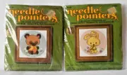 SUNSET NEEDLE POINTERS LOT OF 2 KITS #5592 & 5593 HONEY BEAR & HONEY BUNNY - NIP