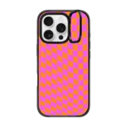 iPhone 16 Pro Impact Ring Stand Case MagSafe Compatible Pink and Orange Checkered