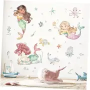 Under The Sea Mermaid Wall Decals Ocean Fish Whale Turtle Wall Stickers