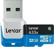 Lexar 32GB High Speed Micro SDHC Card 633x Class 10 UHS-IU1 90MB/s USB3.0 Reader