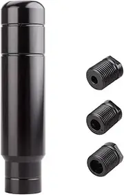 BARTOO Aluminum Alloy Heavy Weighted Shifter Knob, 5" Auto Gear Shift Knob, Car Gear Lever Stick Shifter Handle,with 3 Threaded Adapters M8 M10 M12,Fit Most Automatic Manual Vehicle (Black)