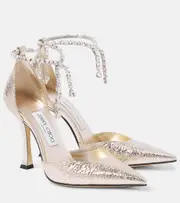 [Jimmy Choo] Jimmy Choo Stevie 100 embellished faux leather pumps AU 11 gold
