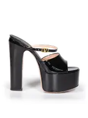 Black Platform Patent Leather Heels
