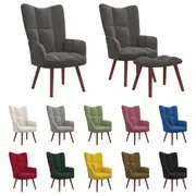 Relaxing Chair with a Stool Mustard Velvet Seat Footrest Multi Colours vidaXL