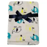 Baby Gear Plush Velboa Ultra Soft Baby Blanket 30 x 40, Gray Elephants