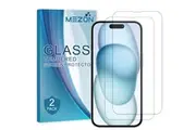 [Set of 2] Apple iPhone 15 Plus (6.7) Tempered Glass Crystal Clear Premium 9H HD Screen Protector by MEZON Case Friendly, Shock Absorption (iPhone 15 Plus, 9H)