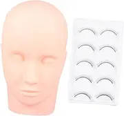 TOGEVAL 1Set Eyelash Extension Practice Tool Training Mannequin Head with Realistic Surface for Professional Makeup Practice for Beginners and Cosmetology Students