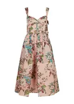 Zimmermann Matchmaker Floral-print Linen-blend Midi Dress - Pink - 1 (UK 10 / S) 1 (UK 10 / S)