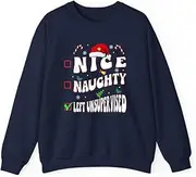 [VidiAmazing] Nice Naughty Left Unsupervised Family Christmas List Santa ds052 T-Shirt