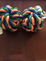 BOW WOW PALS Tug & Play KNOT ROPE BALL 3" DOG PUPPY CHEW TEETHING FETCH LOT 2