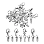 10Pcs Cord End Caps, 2.5mm End Caps Barrel Beads Kumihimo Iron (Dark Silver)