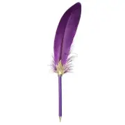 Feather Ballpoint Pens Bulk, Black Ink Quill Writing Pens, Purple